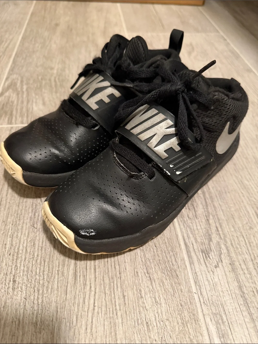 Nike Kids Black Sneakers with White Swoosh
